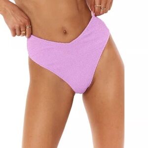 Show Me‎ Your Mumu Wave Bikini Bottom in Bright Lilac Size Small Purple Ribbed S